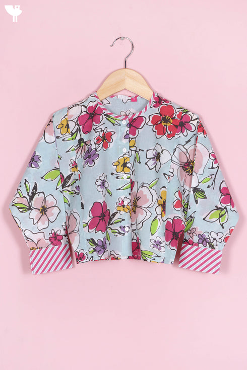 Cambric Cotton Top In Floral Print